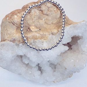 Silver plated 4mm bead stretchy bracelet - perfect for stacking!